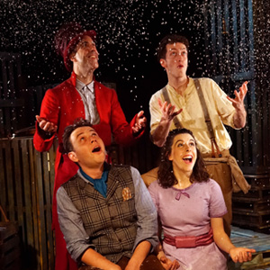 Four Performers watching snow fall together